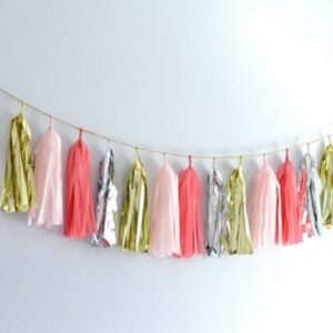 Varal de Franjas Tassel Coral e Rosa