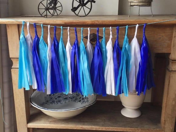 Varal de Franjas Decoração BLUE Azul