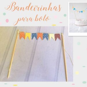 Mini Bandeirinhas para bolo Festa VINTAGE