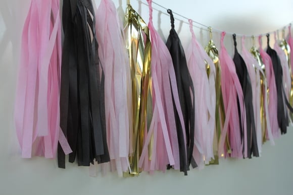 Varal de Franjas Decoração PINK BLACK