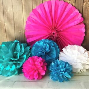 Pompons e Fioratas FESTA Pink Tiffany e Turquesa