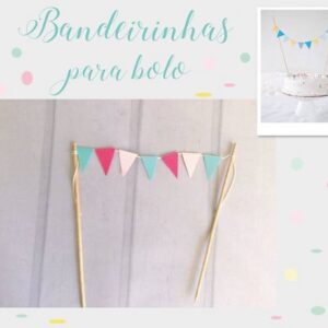 Mini Bandeirinhas para bolo Festa TIFFANY