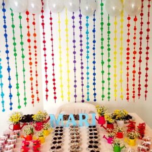 Painel Aniversário Fitas de Poá Scrap Arco-iris