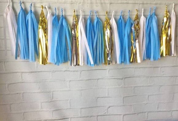 Tassel Garland Franjas LUXO Festa AZUL PRONTA ENTREGA