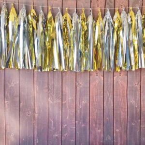 Varal de Franjas Decoração Shine Luxo Dourado e Prata