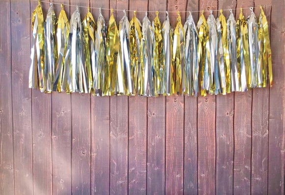 Varal de Franjas Decoração Shine Luxo Dourado e Prata