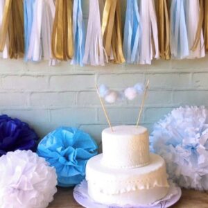 Varal Franjas e Pompons com MINI Varal para Bolo ANJO AZUL