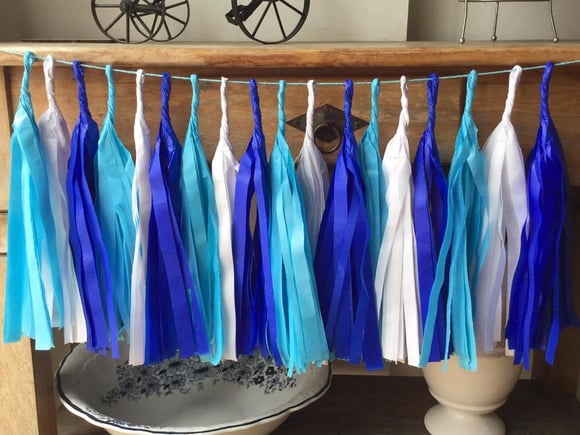 Varal de Franjas Decoração BLUE Azul - Imagem 2