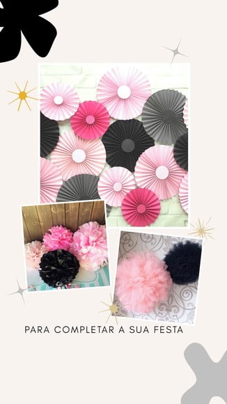 Varal de Franjas Decoração PINK BLACK - Imagem 2