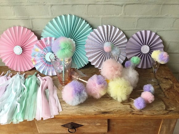 SUPER Kit Fioratas Varal LUXO e Tules UNICORNIO Nuvenzinha - Imagem 3